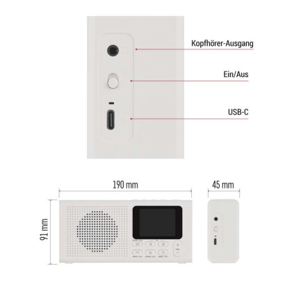 Tragbares Radio mit Bluetooth, DAB / DAB+ / FM, weiß