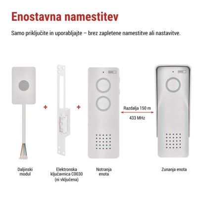 Brezžični komplet domačega avdio domofona H1087, 1 udeleženec