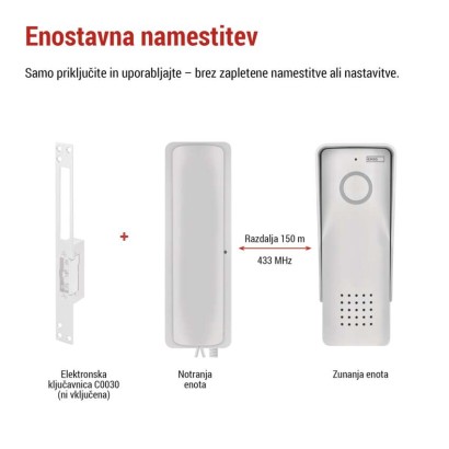 Brezžični komplet domačega avdio domofona H1088, 1 udeleženec