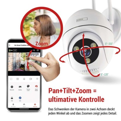 GoSmart Rotierende Outdoor IP Kamera mit WiFi IP-800 WASP, weiß