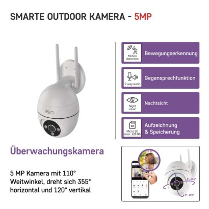 GoSmart Rotierende Outdoor IP Kamera mit WiFi IP-800 WASP, weiß