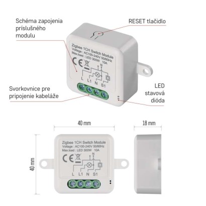 GoSmart spínací modul IP-2101SZ, ZigBee, 1-kanálový