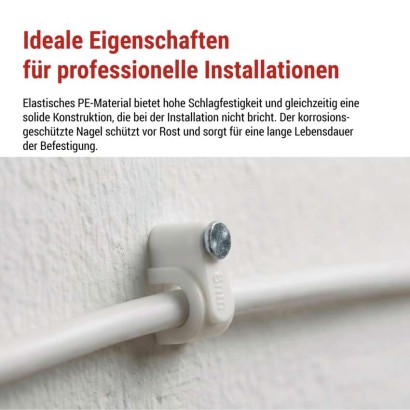 Kabelschelle 8 mm, weiss, 50 Stk