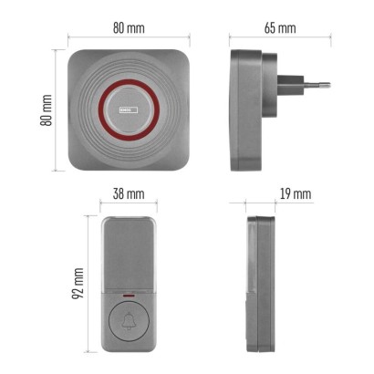 GoSmart Dzwonek bezprzewodowy z WiFi, srebrny