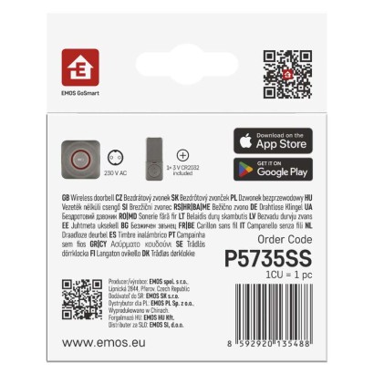 GoSmart Dzwonek bezprzewodowy z WiFi, srebrny