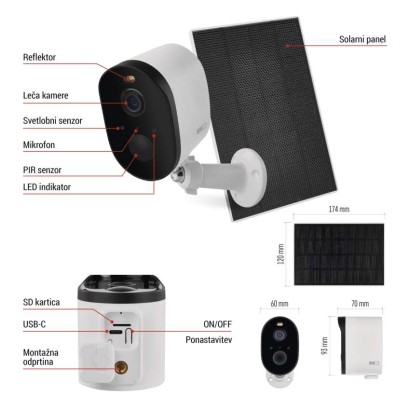 GoSmart Zunanja baterijska kamera IP-1150 SNAP z WiFi in solarnim panelom