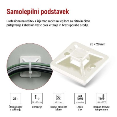 Samolepilna podlaga 20×20, bela, 25 kos
