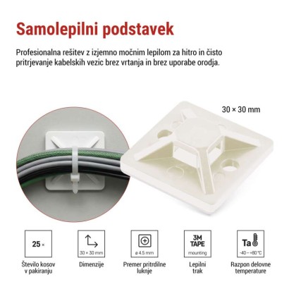 Samolepilna podlaga 30×30, bela, 25 kos