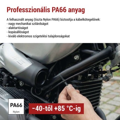 Kábelkötöző 300×3,5, fekete, 100 szt