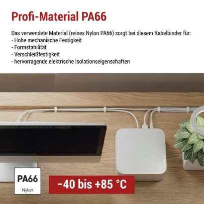 Kabelbinder 300×3,5, weiss, 100 Stk