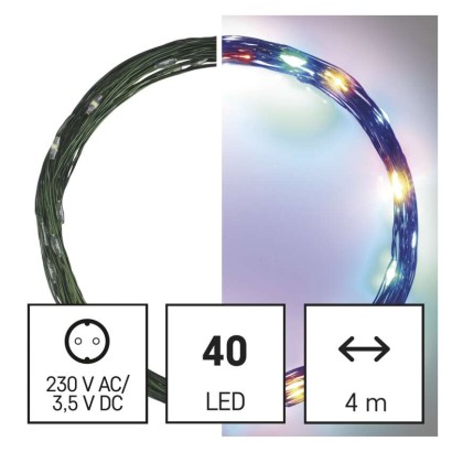 LED Weihnachtliche Nano-Kette grün, 4 m, Außen und Innen, Multicolor, Timer