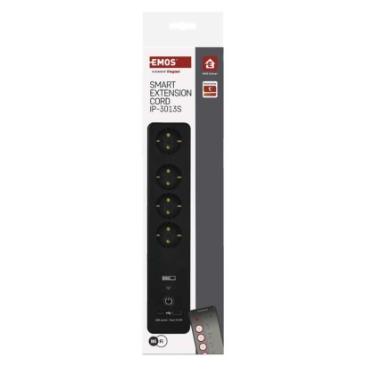 GoSmart hosszabbító 2 m / 4 aljzat / kapcsolós / USB / fehér-fekete / PVC / 1,5 mm2