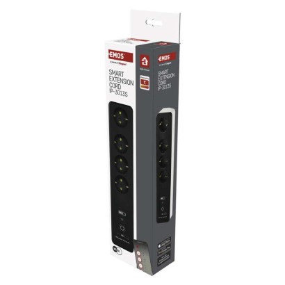 GoSmart hosszabbító 2 m / 4 aljzat / kapcsolós / USB / fehér-fekete / PVC / 1,5 mm2