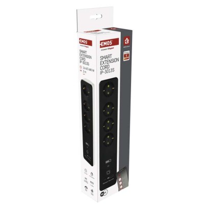 GoSmart hosszabbító 2 m / 4 aljzat / kapcsolós / USB / fehér-fekete / PVC / 1,5 mm2