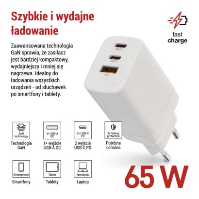 Ładowarka USB GaN PD 65 W max.