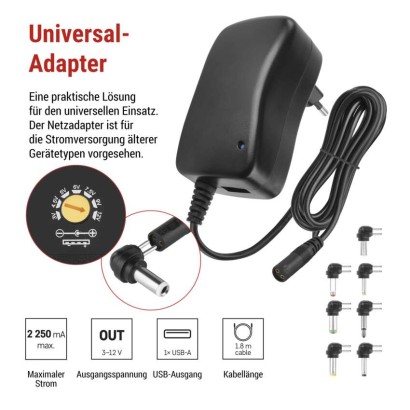 USB Netzteil 2250 mA, universal, schaltend  + Adapterstecker