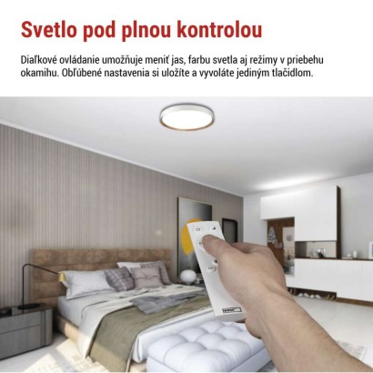 LED nástenné svietidlo ILVI, kruhové, 45 W, stmievateľné so zmenou CCT, biela + drevo