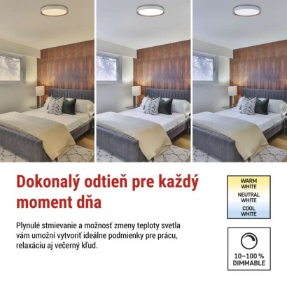 LED nástenné svietidlo ILVI, kruhové, 45 W, stmievateľné so zmenou CCT, biela + drevo