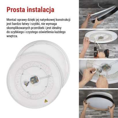 Oprawa LED do montażu natynkowego ILVI, okrągła 30 W, regulacja jasności + CCT, czarna + 