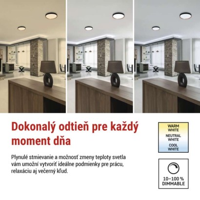 LED nástenné svietidlo ILVI, kruhové 30 W, stmievanie + CCT, čierna + drevo