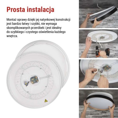 Oprawa LED do montażu natynkowego ILVI, okrągła, 45 W, regulacja jasności + CCT, czarna +