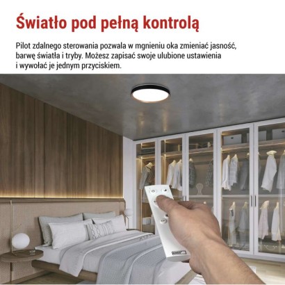 Oprawa LED do montażu natynkowego ILVI, okrągła, 45 W, regulacja jasności + CCT, czarna +