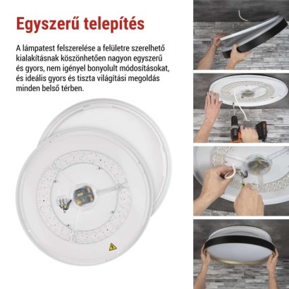 ILVI LED-es felületre szerelhető lámpa, kör alakú, 30 W, fényerő-szabályozás + CCT, feket