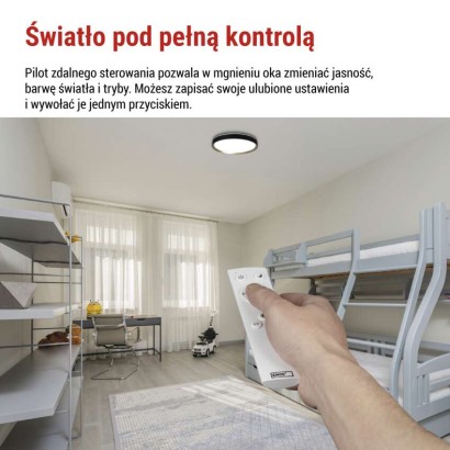 Oprawa LED do montażu natynkowego ILVI, okrągła 30 W, regulacja jasności + CCT, czarna + 