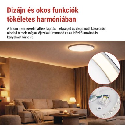ILVI LED-es felületre szerelhető lámpa, kör alakú, 30 W, fényerő-szabályozás + CCT, feket