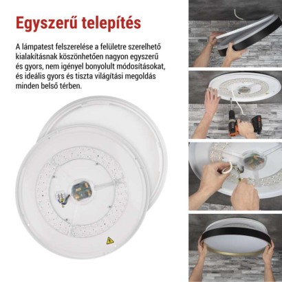 ILVI LED-es felületre szerelhető lámpa, kör alakú, 45 W, fényerő-szabályozás + CCT, feket