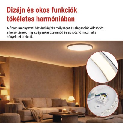 ILVI LED-es felületre szerelhető lámpa, kör alakú, 45 W, fényerő-szabályozás + CCT, feket
