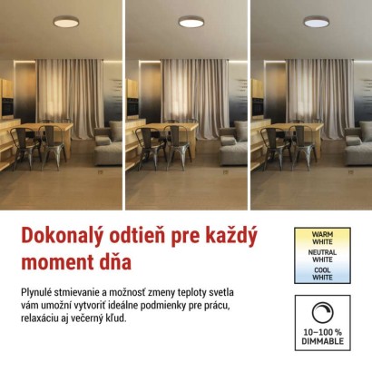 LED nástenné svietidlo ILVI, kruhové 30 W, stmievanie + CCT, drevo