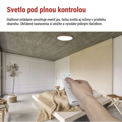 LED nástenné svietidlo ILVI, kruhové 45 W, stmievanie + CCT, drevo