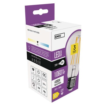 LED žárovka Filament A60 / E27 / 7,8W (75W) / 1060 lm / neutrální bílá