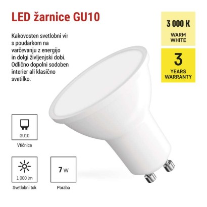 LED žarnica Classic MR16 bela/ GU10 / 7 W (72 W) / 1000 lm / Toplo bel