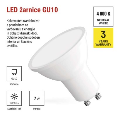 LED žarnica Classic MR16 bela/ GU10 / 7 W (72 W) / 1000 lm / Nevtralna bela