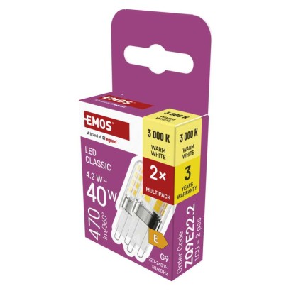 LED Lampe Classic JC / G9 / 4,2 W (40 W) / 470 lm / Warmweiß / 2 Stück