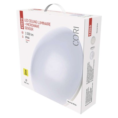 LED šviestuvas CORI su judesio jutikliu, 36 cm, 18 W, neutraliai baltas, IP44