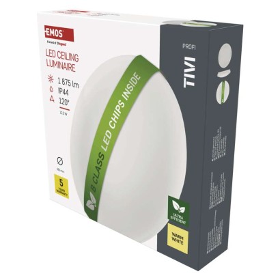 LED lubinis šviestuvas TIVI, B CLASS, apvalus, baltas, 12,5W, IP44, Šilta balta