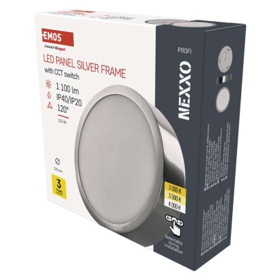 LED panel NEXXO,nadometni,  okrogli, srebrn, 12,5W, nastavljiva CCT