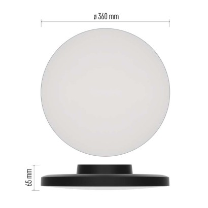 LED paviršinis šviestuvas DIONI apvalus, juodas, 18 W, su keičiamu CCT