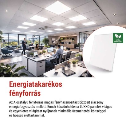 LED panel LUXXO 60 × 60 cm / 32 mm, 22 W, 4000 lm, süllyesztett, semleges fehér, IP21