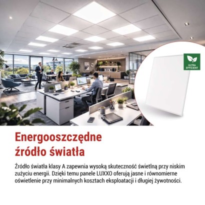 Panel LED LUXXO 60 x 60 cm / 32 mm, 22 W, IP20, neutralna biel