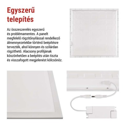 LED panel LUXXO 60 × 60 cm / 32 mm, 22 W, 4000 lm, süllyesztett, semleges fehér, IP21