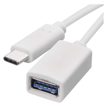 Duomenų OTG kabelis USB-A 3.0 / USB-C 3.0 su adapterio funkcija, 15 cm, baltas