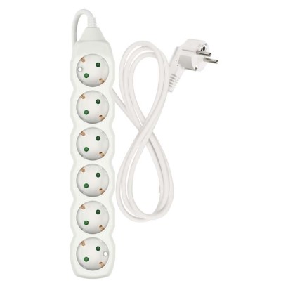 Pikendusjuhe 1,4 m  /  6 pesa  /  valge  /  PVC  /  1 mm2