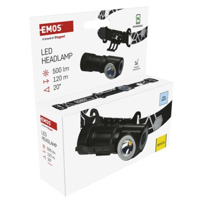 Laetav LED-pealamp P3544, 500 lm, 120 m, Li-Ion 800 mAh