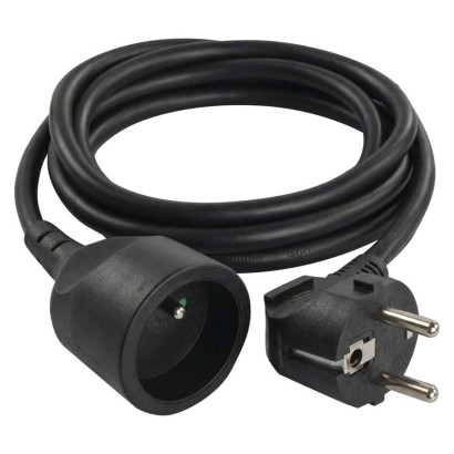 Przedłużacz 1,5 m / 1 gniazdo / czarny / PVC / 1 mm2