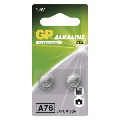 Alkalická gombíková batéria GP LR44 (A76F), 2 ks
