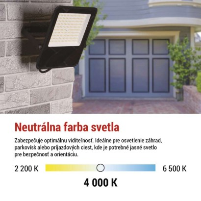 LED reflektor VISIO čierny, 100 W neutrálna biela